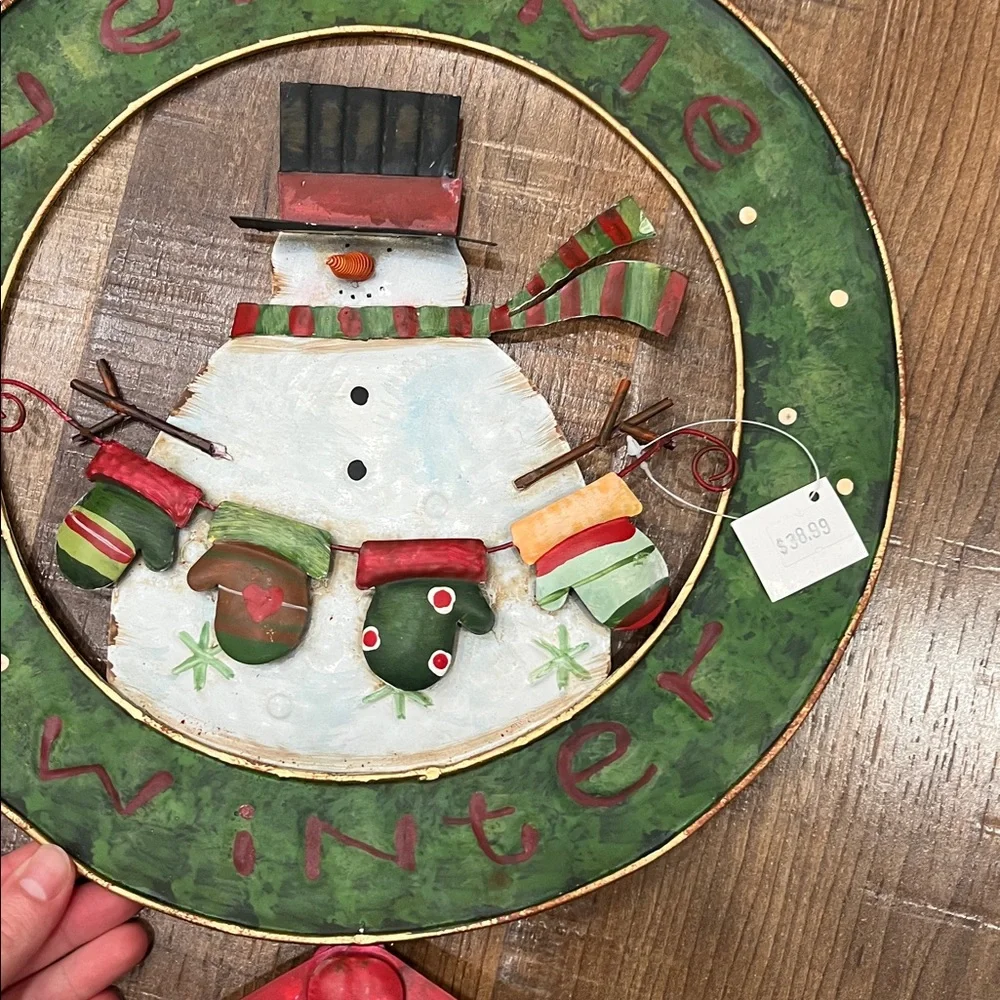 Festive Snowman Holiday Wreath with Red Bow